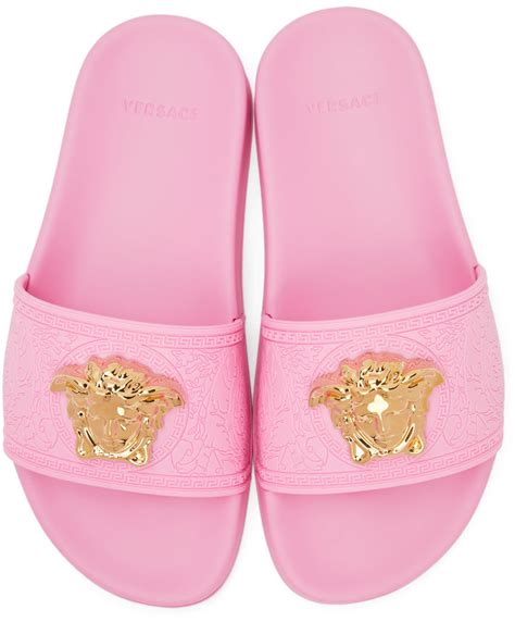 pink and gold versace slides|light pink Versace slides.